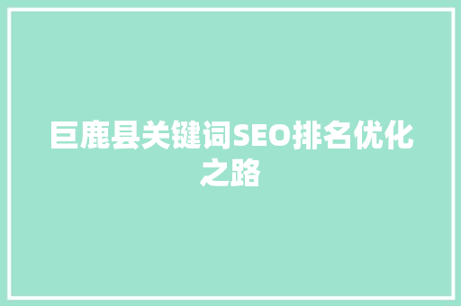 巨鹿县关键词SEO排名优化之路