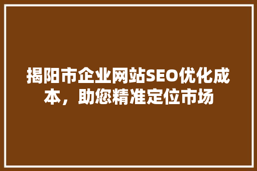 揭阳市企业网站SEO优化成本，助您精准定位市场