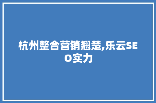 杭州整合营销翘楚,乐云SEO实力