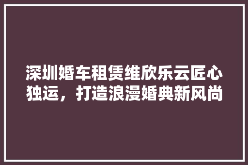 深圳婚车租赁维欣乐云匠心独运，打造浪漫婚典新风尚