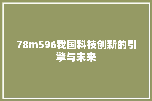 78m596我国科技创新的引擎与未来