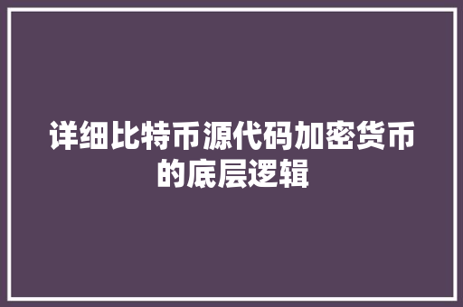详细比特币源代码加密货币的底层逻辑