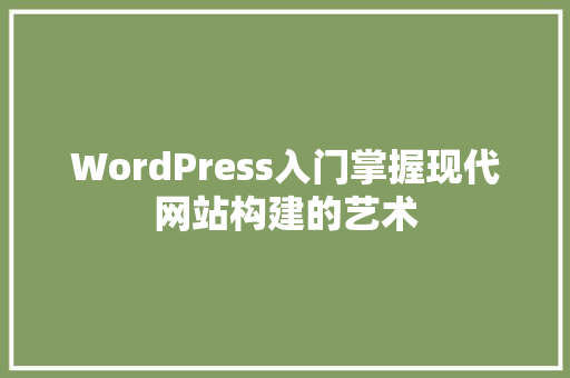 WordPress入门掌握现代网站构建的艺术