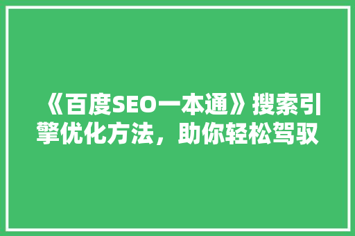 《百度SEO一本通》搜索引擎优化方法，助你轻松驾驭互联网时代