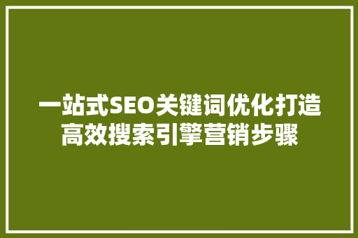 一站式SEO关键词优化打造高效搜索引擎营销步骤