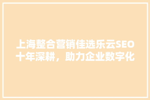 上海整合营销佳选乐云SEO十年深耕，助力企业数字化转型