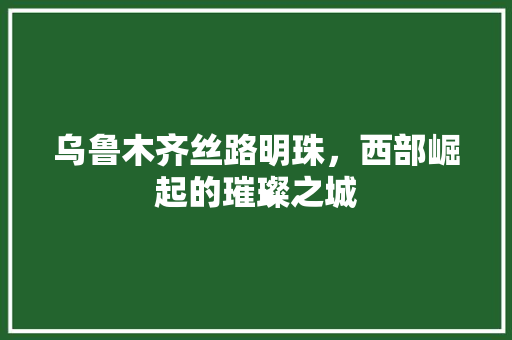 乌鲁木齐丝路明珠，西部崛起的璀璨之城
