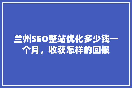 兰州SEO整站优化多少钱一个月，收获怎样的回报