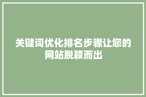 关键词优化排名步骤让您的网站脱颖而出