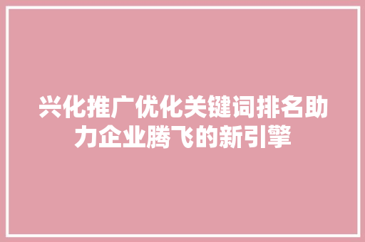 兴化推广优化关键词排名助力企业腾飞的新引擎