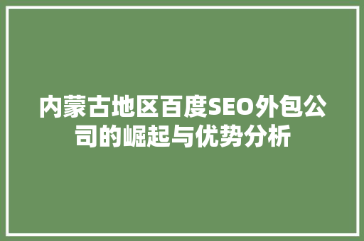 内蒙古地区百度SEO外包公司的崛起与优势分析