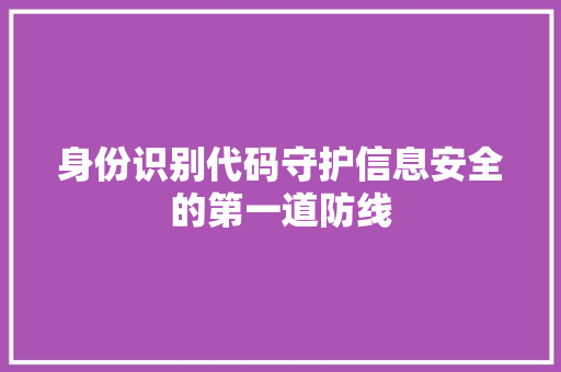 身份识别代码守护信息安全的第一道防线
