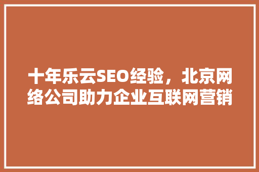 十年乐云SEO经验，北京网络公司助力企业互联网营销腾飞