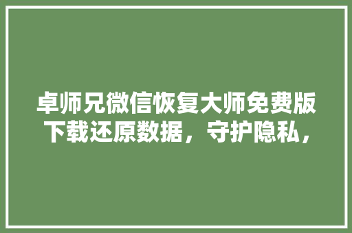卓师兄微信恢复大师免费版下载还原数据，守护隐私，轻松找回失联信息