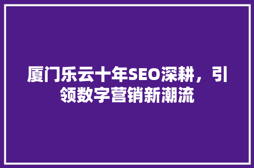 厦门乐云十年SEO深耕，引领数字营销新潮流