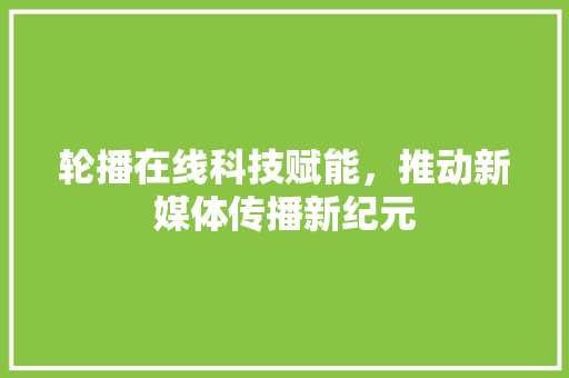 轮播在线科技赋能，推动新媒体传播新纪元