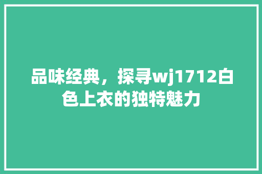 品味经典，探寻wj1712白色上衣的独特魅力