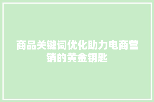 商品关键词优化助力电商营销的黄金钥匙
