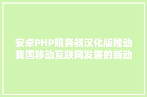 安卓PHP服务器汉化版推动我国移动互联网发展的新动力