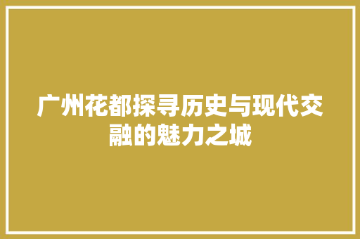 广州花都探寻历史与现代交融的魅力之城