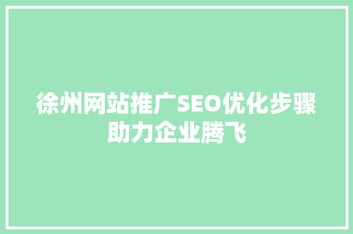 徐州网站推广SEO优化步骤助力企业腾飞