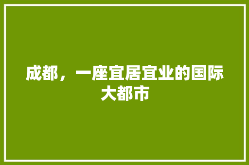 成都，一座宜居宜业的国际大都市