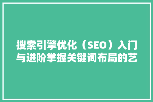 搜索引擎优化（SEO）入门与进阶掌握关键词布局的艺术