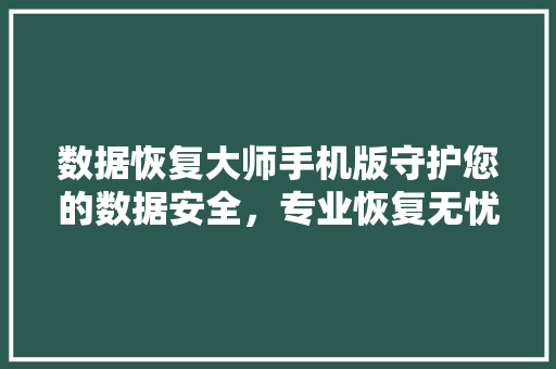 数据恢复大师手机版守护您的数据安全，专业恢复无忧