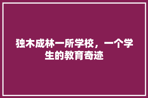 独木成林一所学校，一个学生的教育奇迹