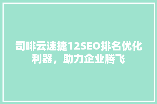 司啡云速捷12SEO排名优化利器，助力企业腾飞