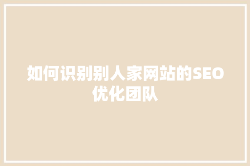 如何识别别人家网站的SEO优化团队