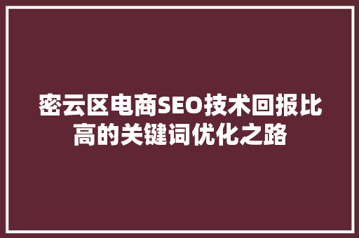 密云区电商SEO技术回报比高的关键词优化之路