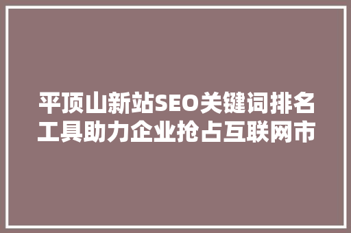 平顶山新站SEO关键词排名工具助力企业抢占互联网市场制高点