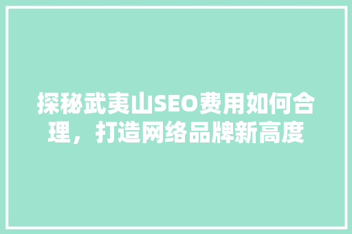 探秘武夷山SEO费用如何合理，打造网络品牌新高度