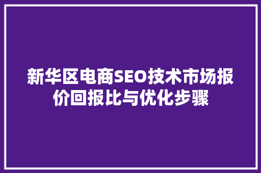 新华区电商SEO技术市场报价回报比与优化步骤