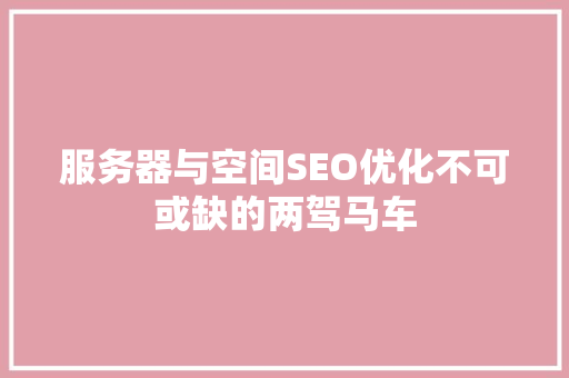 服务器与空间SEO优化不可或缺的两驾马车