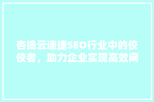 杏捣云速捷SEO行业中的佼佼者，助力企业实现高效网络营销