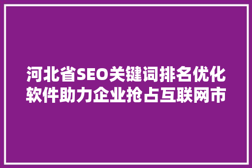 河北省SEO关键词排名优化软件助力企业抢占互联网市场制高点