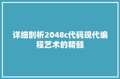 详细剖析2048c代码现代编程艺术的精髓