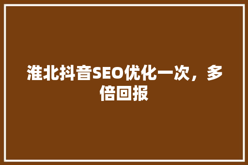 淮北抖音SEO优化一次，多倍回报