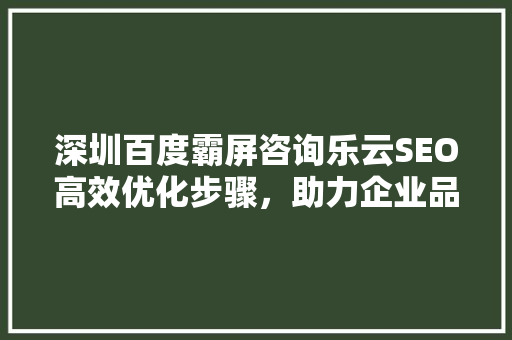 深圳百度霸屏咨询乐云SEO高效优化步骤，助力企业品牌崛起