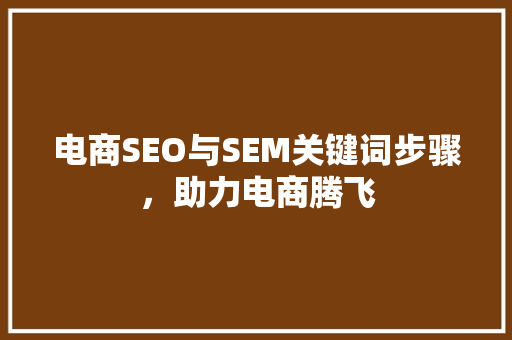 电商SEO与SEM关键词步骤，助力电商腾飞