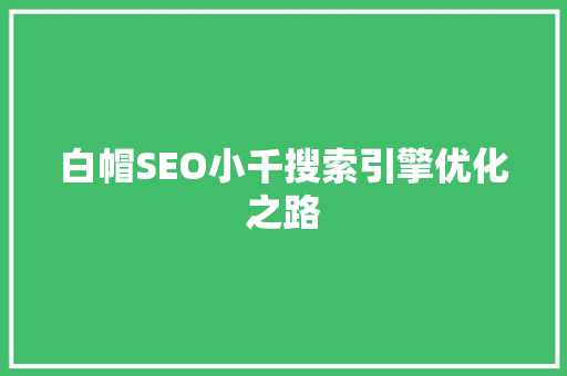 白帽SEO小千搜索引擎优化之路