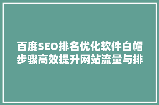 百度SEO排名优化软件白帽步骤高效提升网站流量与排名