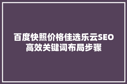 百度快照价格佳选乐云SEO高效关键词布局步骤