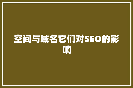 空间与域名它们对SEO的影响