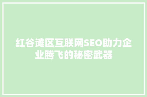 红谷滩区互联网SEO助力企业腾飞的秘密武器