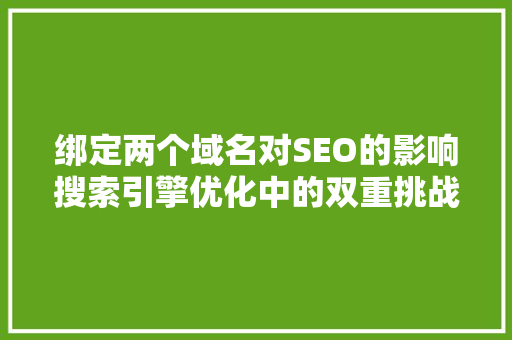 绑定两个域名对SEO的影响搜索引擎优化中的双重挑战