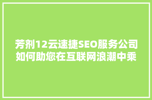 芳剂12云速捷SEO服务公司如何助您在互联网浪潮中乘风破浪
