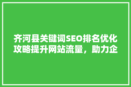 齐河县关键词SEO排名优化攻略提升网站流量，助力企业腾飞